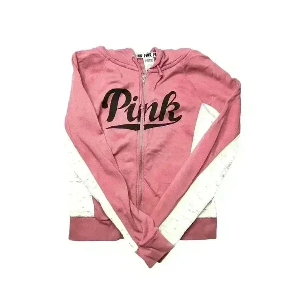 PINK Victorias Secret Mauve Pink Gray Full zip hoodie Med - Picture 2 of 6